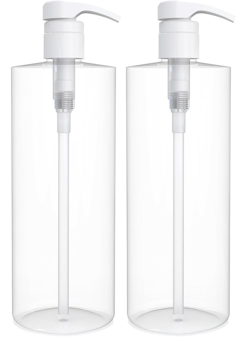 BRIGHTFROM Empty Shampoo Pump Bottles, 32 OZ / 1 Liter, BPA-Free Cylinder Containers, Household & Commercial Use, 2 Pack - Leak Proof - Image 1