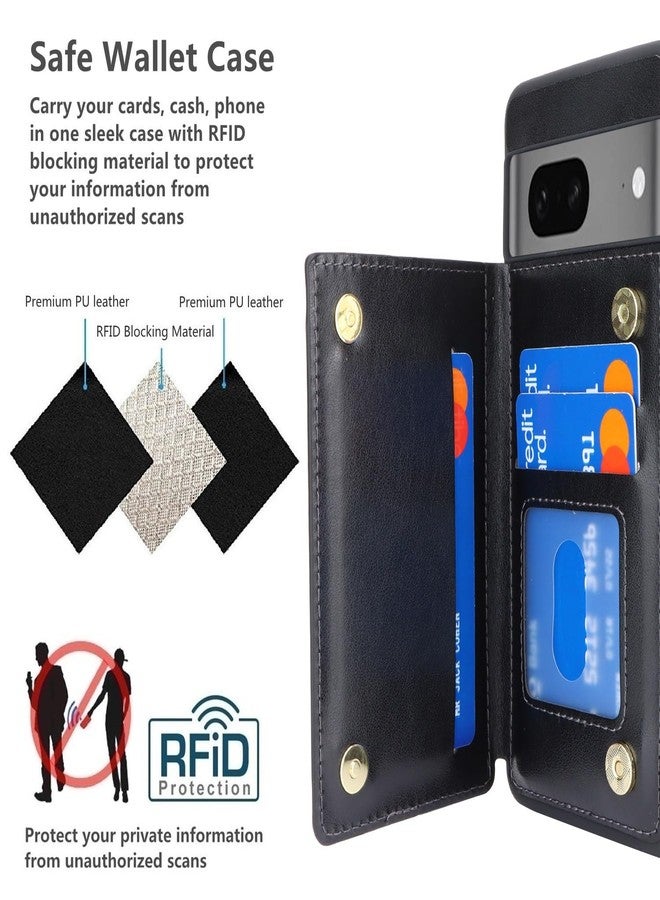 iCoverCase Compatible with Google Pixel 7 Case with Card Holder, Wallet Phone Case for Women Men [RFID Blocking] PU Leather Protective Wallet Case for Pixel 7 (Black) - Image 4