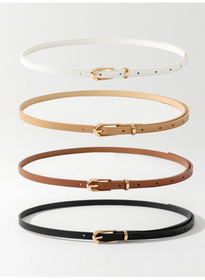 Shein 4-Piece Thin Gold-Tone Buckle Belt Set for Women – Perfect for Summer, School, Fall & Halloween - Image 2