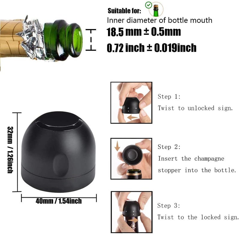 NAIDEV Champagne Stopper with Twist Lock Bulk Set of 6 Reusable Mini Champagne Cork Sealer Wine Accessories Gift for Party Thanksgiving Marriage Diwali Champagne 1 Champagne 6 - Image 5