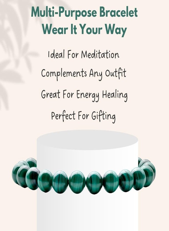 Plus Value Malachite Reiki Healing Crystal Bracelet Stylish Men Women Boys Girls (Beads Size: 8mm, Jute Bag) - Image 4