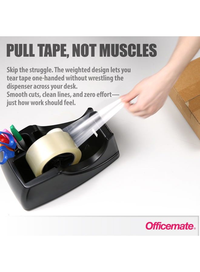 Officemate Recycled 2-in-1 Heavy Duty Tape Dispenser, 1" and 3" Cores, Black (96690) - Image 3