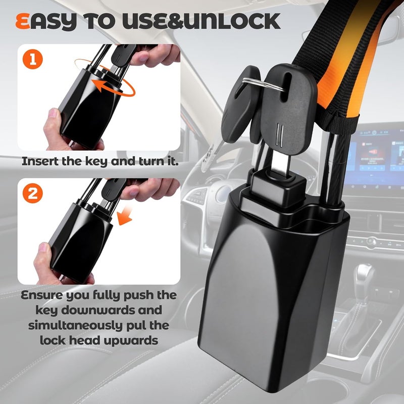 Dayacoco Universal High Visibility Steering Wheel Lock with Reflective Stripe - Anti-Theft Device for Cars, SUVs, Motorhomes, and Caravans (Orange) - Image 5