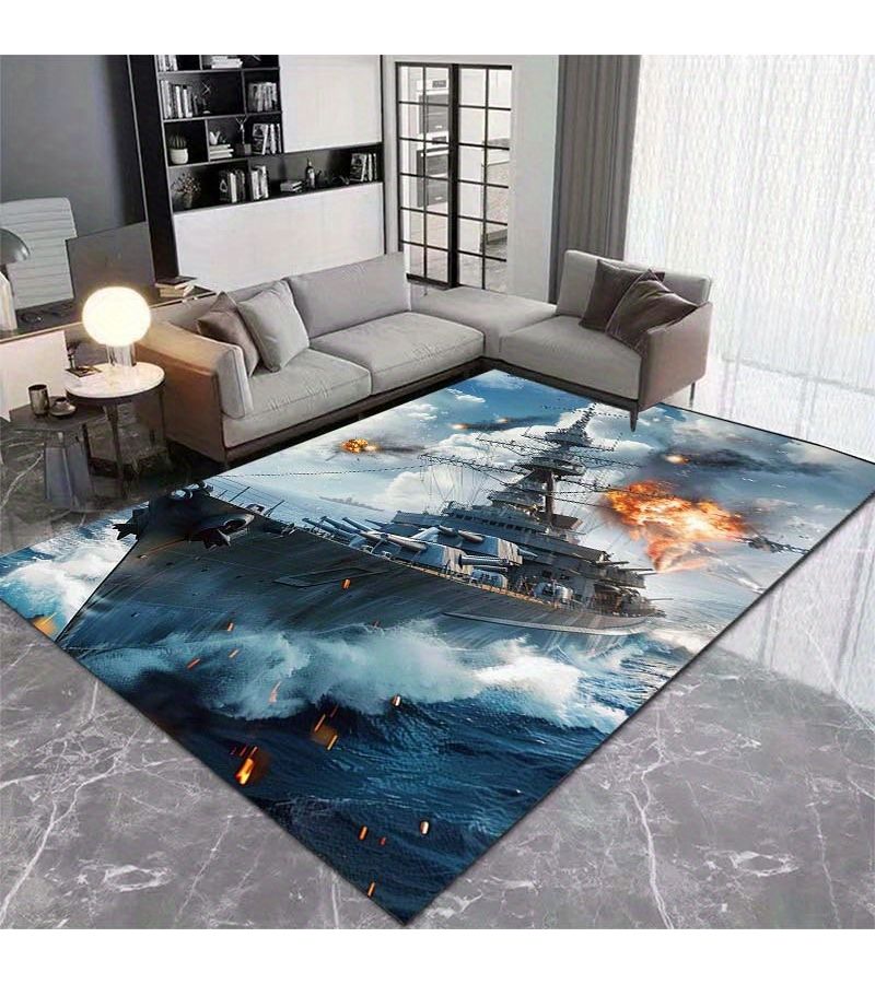 Velvet Battleship Door Mat 800G 59x79 Inch Non Slip Washable Floor Rug - Image 4