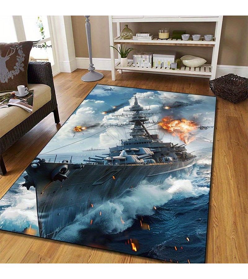 Velvet Battleship Door Mat 800G 59x79 Inch Non Slip Washable Floor Rug - Image 5
