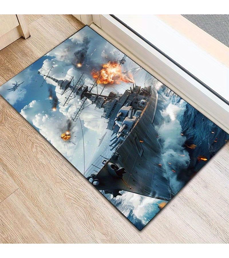 Velvet Battleship Door Mat 800G 59x79 Inch Non Slip Washable Floor Rug - Image 3