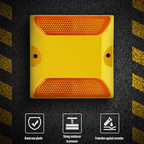 IoF 3-Pack Reflective Lane Markers Lane Reflector Reflective Road Pavement Markers (4 x 4 Inch) Asphalt Markers Suitable for Speed Bumps,Sidewalks,Crosswalks,Highways and Driveways with Anchor Bolts - Image 2