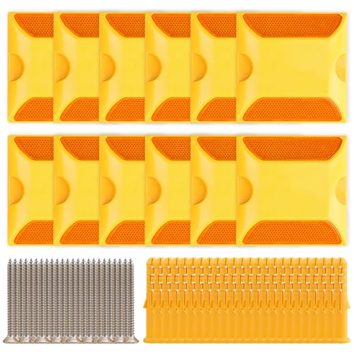 IoF 3-Pack Reflective Lane Markers Lane Reflector Reflective Road Pavement Markers (4 x 4 Inch) Asphalt Markers Suitable for Speed Bumps,Sidewalks,Crosswalks,Highways and Driveways with Anchor Bolts - Image 1