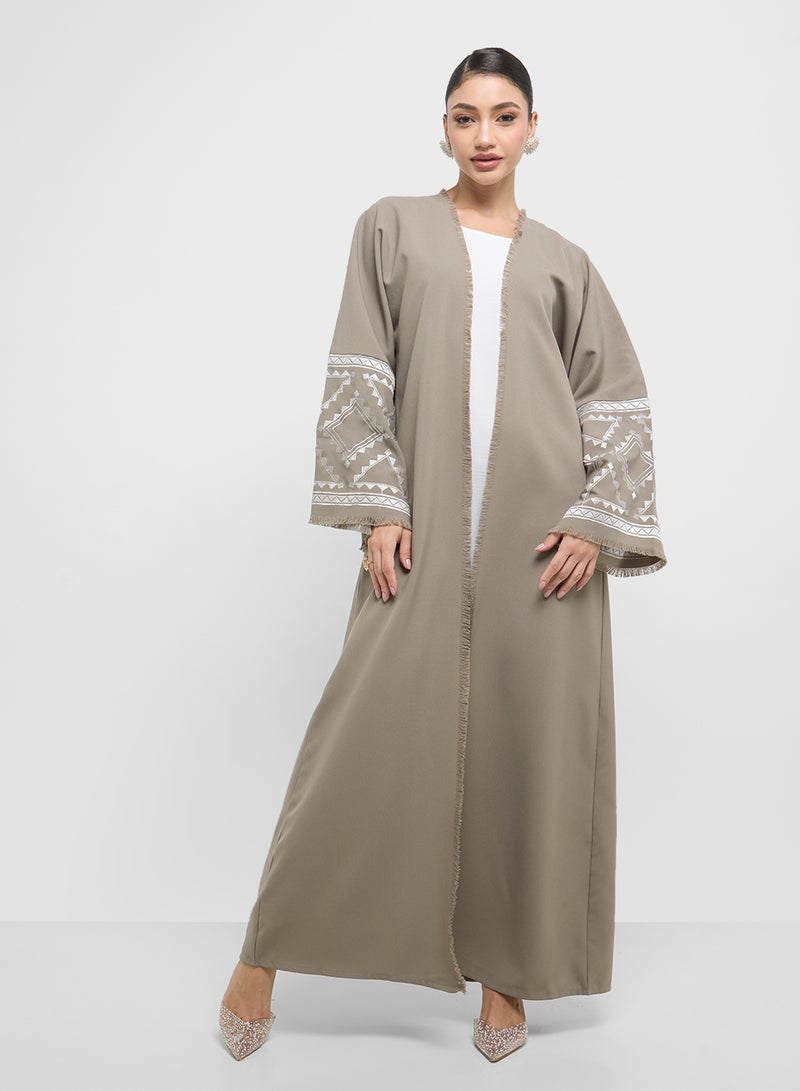 hayas closet Embroidered Abaya with Sheila  - Image 4