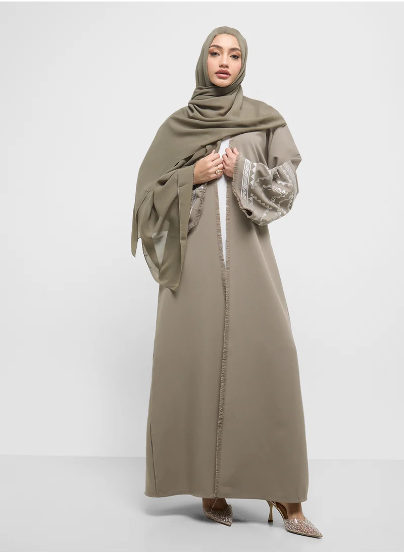 hayas closet Embroidered Abaya with Sheila