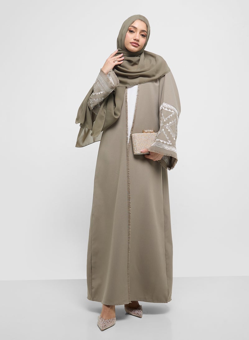 hayas closet Embroidered Abaya with Sheila  - Image 5