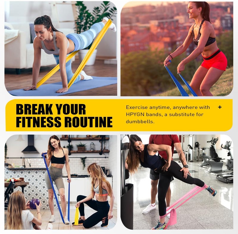 HPYGN Resistance Bands, Exercise Bands, Physical Therapy Bands for Strength Training, Yoga, Pilates, Stretch Elastic Band with Different Strengths, Workout Bands for Home Gym - Image 4