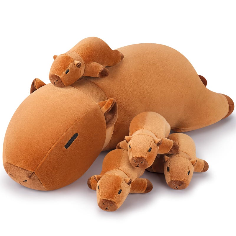 Auspicious beginning 5 PCS Capybara Plush Stuffed Animal FamilyCapybara Plush 20 Large Mommy Plushies with 4 Baby Plushie Toy for Kids Kawaii Body Pillow Christmas Birthday Gifts for Kids Boys Girls - Image 3