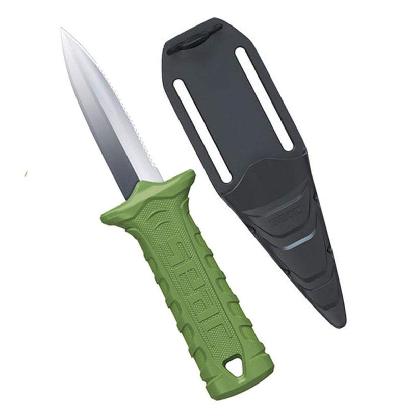Seac Samurai, Diving knife for freediving and diving, Spearfishing knife with self-fastener strap, green - Image 2