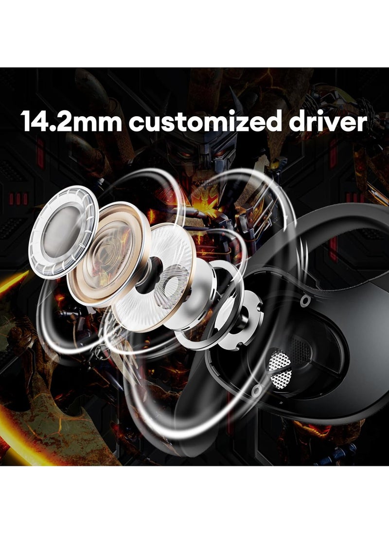lekikpo Transformers Open Ear Headphones Wireless Bluetooth 5.4, Open Ear Gaming Earbuds IPX5 Waterproof Noise Cancelling Running Sport Wireless Bluetooth Earbuds with Mic and Earhooks for Android/iOS Black  - Image 5