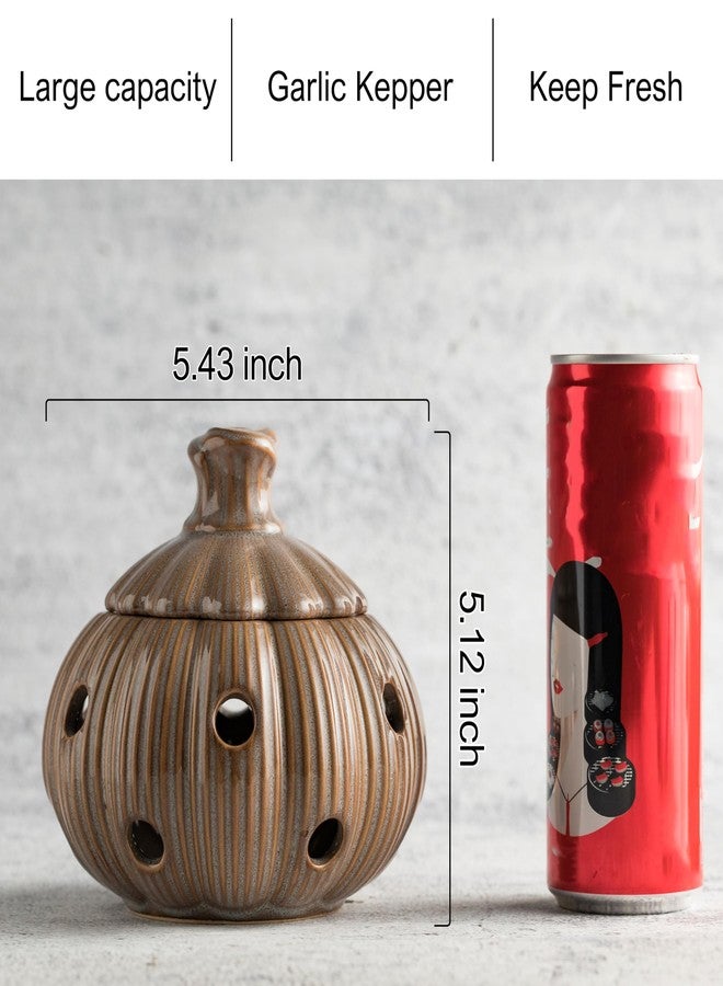 Cormomu Ceramic Garlic Keeper with Lid and Holes Garlic Saver and Storage Framhouse Decor Keep Gralic Cloves Dry and Fresh, Grey - Image 4