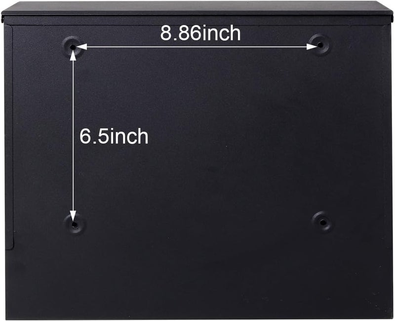 Jssmst Locking Mailbox Wall Mount for Outside– Mailboxes with Key Lock for Front Door Fence, Large Capacity Letter Box, 14.3 x 4.1 x 11.8 Inch, Black, SM-HPB911BN - Image 5