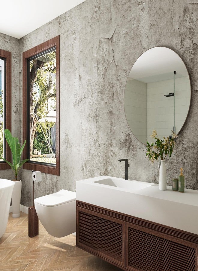 Livelynine Cream Concrete Wallpaper Peel and Stick Bathroom Renter Friendly Wallpaper Self Adhesive Textured 3D Taupe Limewash Cement Concrete Vinyl Countertop Contact Paper Waterproof 15.8x78.8 inch - Image 2