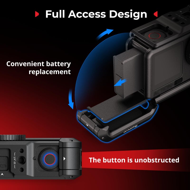 SmallRig Cage for DJI Osmo Action 6 (Advanced Edition), Aluminum Alloy Camera Cage with Cold Shoe, Wrist Strap, Lens Cover, Protective Frame with 1/4"-20 Locating Holes, Action 6 Accessories - 5887 - Image 5