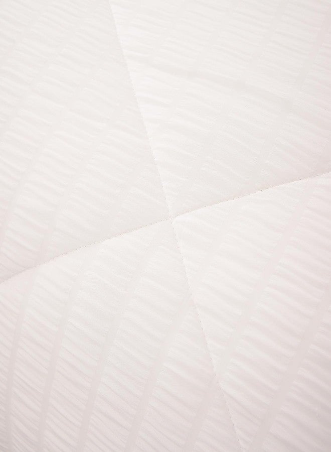 Mengersi Seersucker Comforter Set Queen Size,Boho Chic Ruffled Comforter Set,Washed Microfiber Lightweight Bedding Set for All Seasons,White - Image 5
