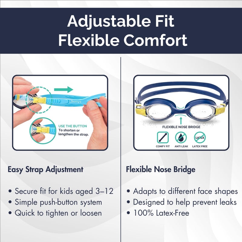 Limmys Premium Kids Swimming Goggles â€“ Anti-Fog Swim Goggles with UV Protection, Leak-Proof Seal & Adjustable Strap â€“ Includes Storage Case - Image 3