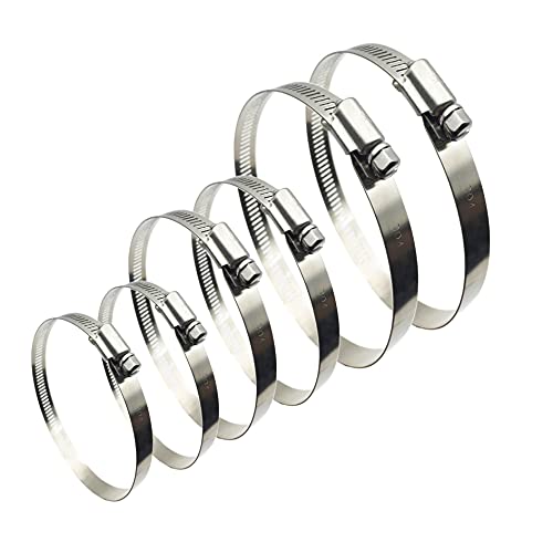 EesTeck 6 Pieces (3" 4” 5") Adjustable 304 Stainless Steel Worm Gear Hose Clamps Water Pipe Clamps Assortment Kit Duct Clamps Pipe Clamp worm drive hose clamps (3" 4” 5") - Image 1