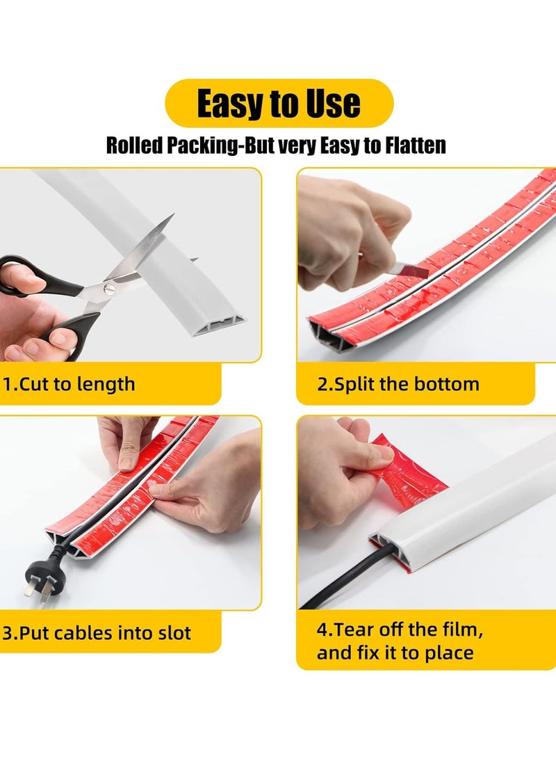 كينجمازي كابل الأرضية تغطي 4 متر ، كابل أرضية خفية الحبل اللاصق الذاتي لإخفاء وإدارة الكابلات ، كابل الأنابيب وكابل الأرضية - Image 5