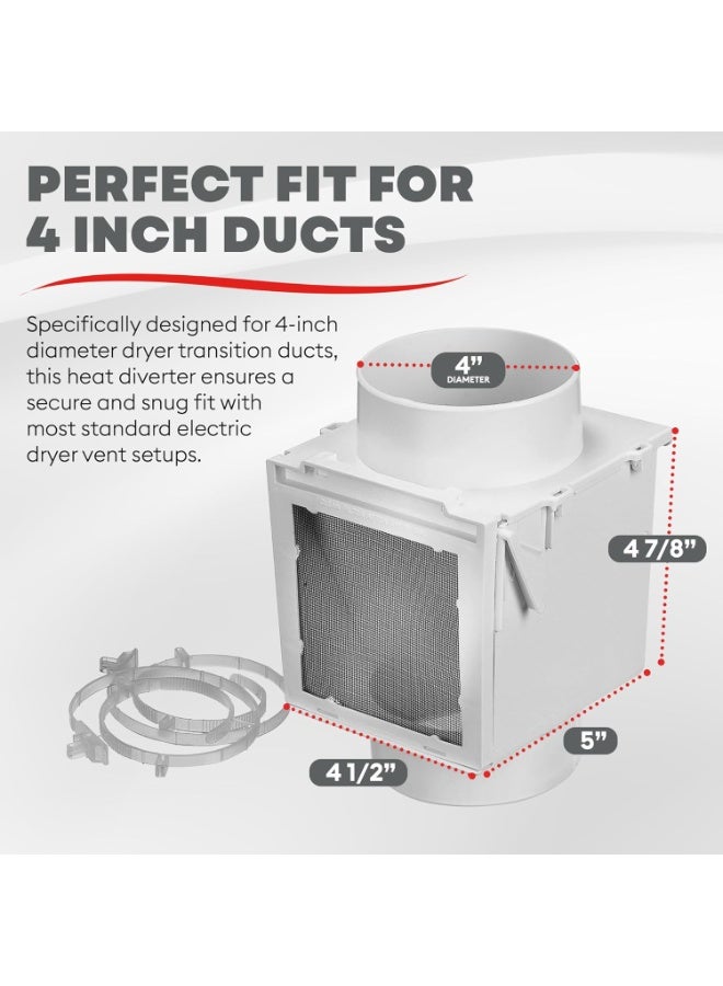 Deflecto Deflecto Extra Heat Dryer Saver – Compatible with 4 inch Transition Ducts | Includes 2 Durable 4 inch Plastic Clamps | Moisture Control, Saves Energy and Reduces Heating Costs Efficiently - White  - Image 4