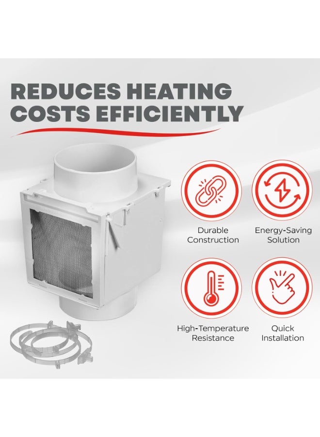 Deflecto Deflecto Extra Heat Dryer Saver – Compatible with 4 inch Transition Ducts | Includes 2 Durable 4 inch Plastic Clamps | Moisture Control, Saves Energy and Reduces Heating Costs Efficiently - White  - Image 2