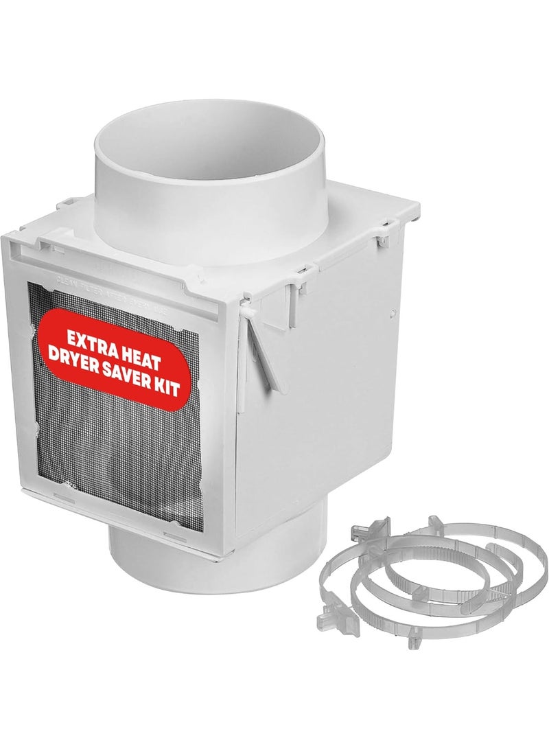 Deflecto Deflecto Extra Heat Dryer Saver – Compatible with 4 inch Transition Ducts | Includes 2 Durable 4 inch Plastic Clamps | Moisture Control, Saves Energy and Reduces Heating Costs Efficiently - White  - Image 1