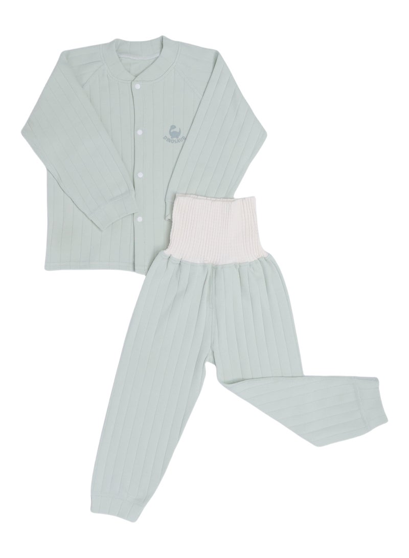 Unisex Organic Cotton Baby 2-Piece Set: Button-Up Top & Elastic Waist Pants for 6-24 Months - Daycare & Play  - Image 2