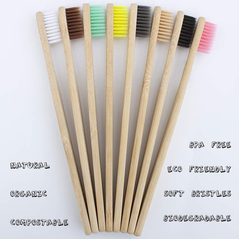 Virgin Forest 8 Pcs Bamboo Toothbrush, BPA-Free Soft Toothbrushes, Natural Eco-Friendly Biodegradable Best Travel Wood Toothbrush Set, for Sensitive Gums - Image 5