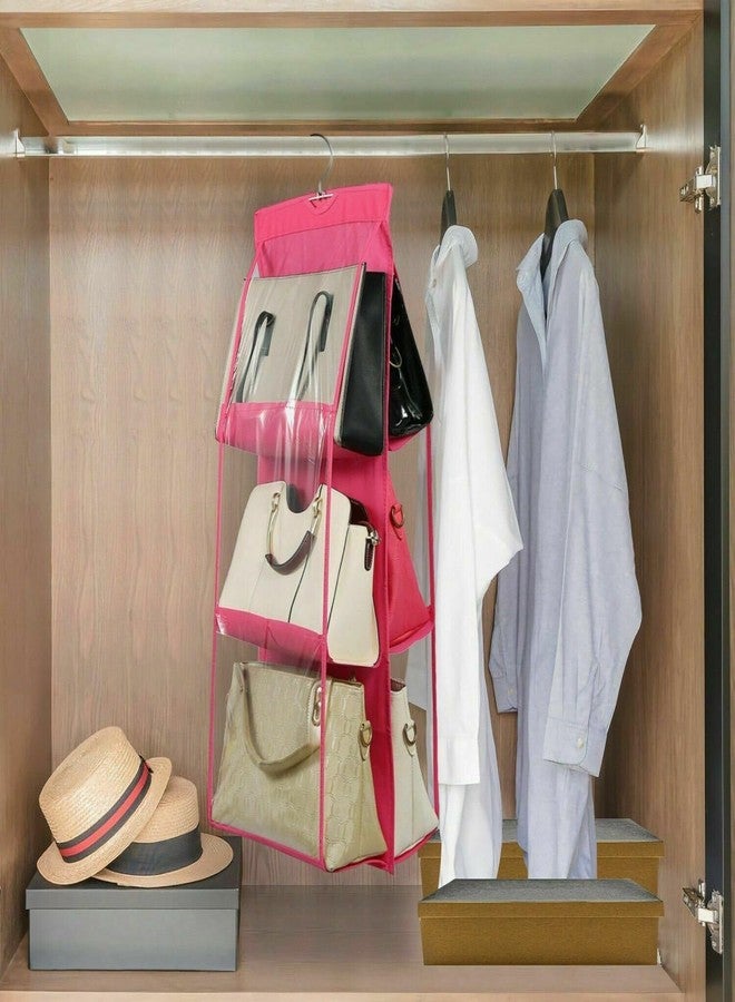 BDDELZ Handbag Organizer Purse Storage Organiser for ladies Handbags With 6 Pockets Large (Pink) - Image 4