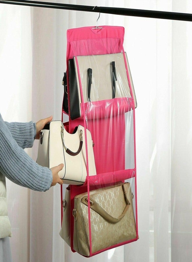 BDDELZ Handbag Organizer Purse Storage Organiser for ladies Handbags With 6 Pockets Large (Pink) - Image 2