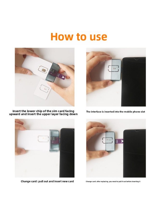 Dual-Card Dual-Standby Mobile Phone External Card Slot Phone Card Inserter SIM External Android Quick Card Replacement Hot Plug Expansion Card-Color:1x/h Model Dual Large Card