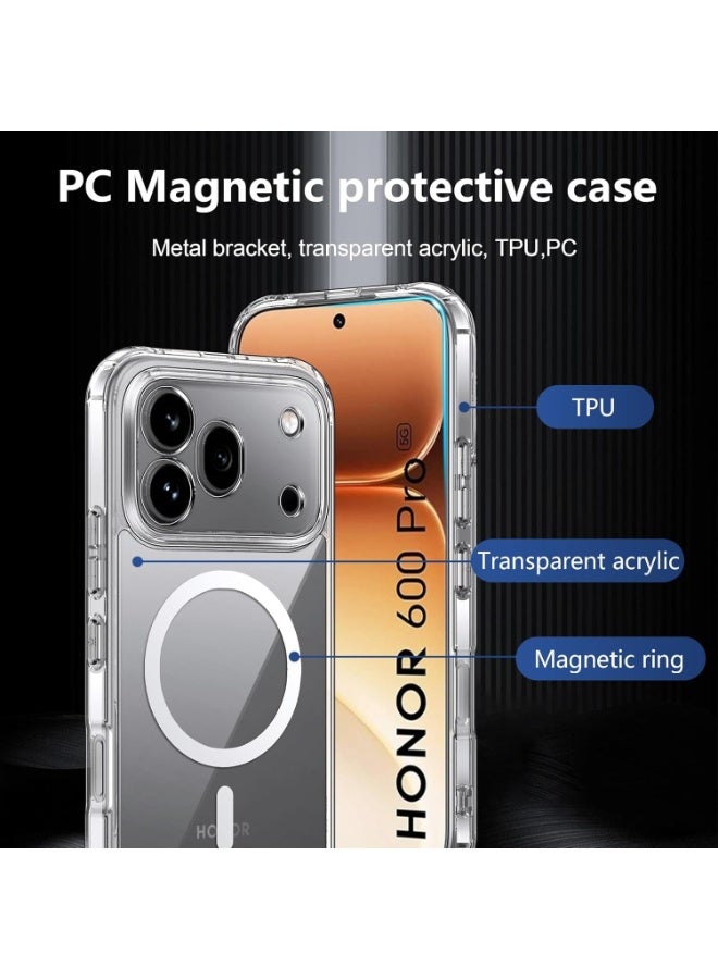 Yunpy Clear Magnetic Case for Honor 600 Pro -  Transparent Shockproof Phone Cover with Camera Protection - Image 4