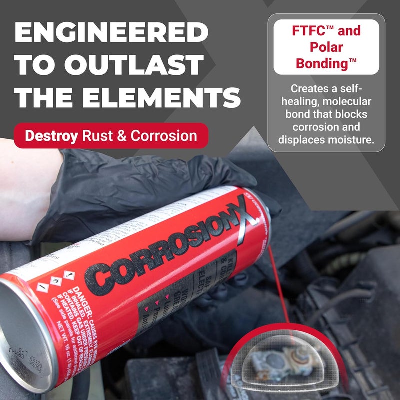 CorrosionX مثبط الصدأ، قوة صناعية، وقاية من التآكل، مادة تشحيم ونافذة للاستخدام البحري، السيارات، الإلكترونيات، والمركبات الترفيهية، تحمي البراغي، الكابلات، المحركات، بخاخ 4 أونصات - Image 2