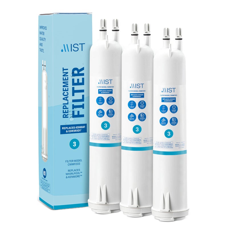مست استبدال فلتر المياه Mist 4396841 لمرشح Edr3Rxd1 Everydrop 3 متوافق مع 4396841 4396710 Kenmore 46-9083 46-9030 فلتر مياه الثلاجة (3 عبوات) - Image 1