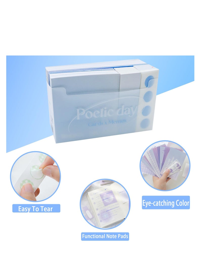 Generic Multi-Purpose Gradient Index Cards with Holder, Colorful 3x5 Note Cards for Memos, Study, and Office Use (Blue) - Durable and Punched for Easy Organization at School and Home.  - Image 3