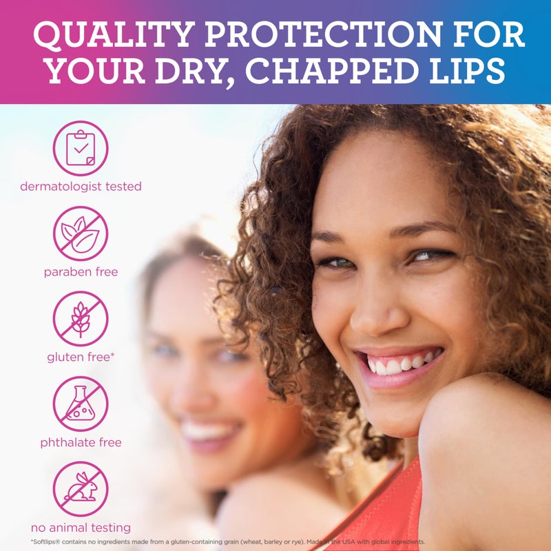 Softlips Daily Lip Moisturizer For Very Dry Lips, Multi-Flavored Lip Balms, Hydrates, Soothes & Prevents Dry, Chapped Lips, Smooth Glide Formula, Dermatologist Tested, Pack of 3 Chap Sticks - Image 3