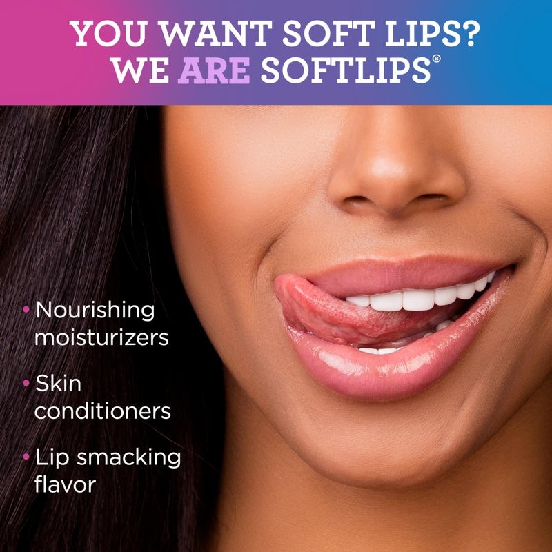 Softlips Daily Lip Moisturizer For Very Dry Lips, Multi-Flavored Lip Balms, Hydrates, Soothes & Prevents Dry, Chapped Lips, Smooth Glide Formula, Dermatologist Tested, Pack of 3 Chap Sticks - Image 2