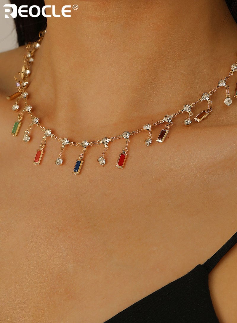 REOCLE Women's Necklace Playful Multi-Charm Dangle Chain Geometric Pendant & Layered Chain Design for Vibrant Casual Outfit Styling - Image 2