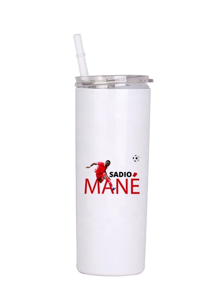 MEC - Football Player Sadio Mane Tumbler Design Printed On Both Sides Printed Drinking Water Tumbler 17 OZ White - Image 1