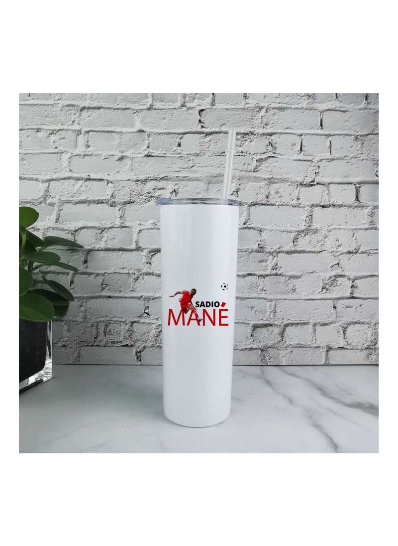 MEC - Football Player Sadio Mane Tumbler Design Printed On Both Sides Printed Drinking Water Tumbler 17 OZ White - Image 1