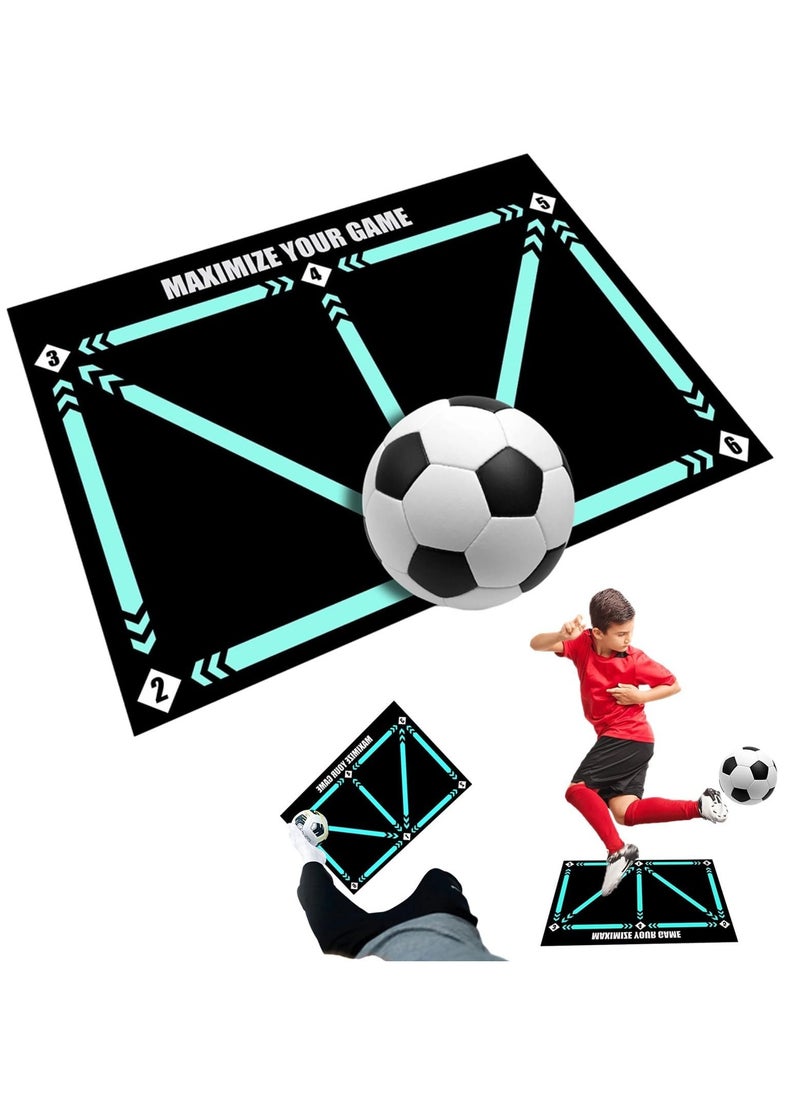 SYOSI Football Footstep Training Mat with Soccer sock Dribble Silent Sport Mat Silent Anti Skid Shock Absorption Training Mat Football Doormat Corner Field Training Mat Training Pace Ball Sport Mat  - Image 1