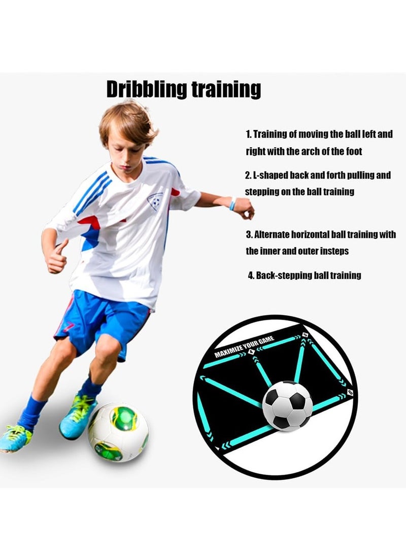 SYOSI Football Footstep Training Mat with Soccer sock Dribble Silent Sport Mat Silent Anti Skid Shock Absorption Training Mat Football Doormat Corner Field Training Mat Training Pace Ball Sport Mat  - Image 3