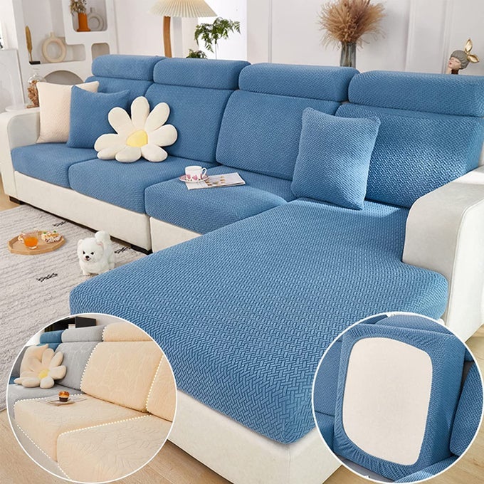 COUCH CUSHION COVERS FOR SOFA COUCH COVERS WEARRESISTANT UNIVERSAL SOFA COVER WASHABLE STRETCH FOR SECTIONAL SLIPCOVERS TEXTUREBLUEEXTRA LARGE SINGLE SEAT COVER