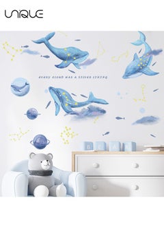 Unique Cartoon Dolphin Wall Sticker, Fantasy Star Decal, DIY Removable Large Art Decoration, Peel and Stick, for Kids Baby Boys Girls Playroom Bedroom Decor  - Image 1