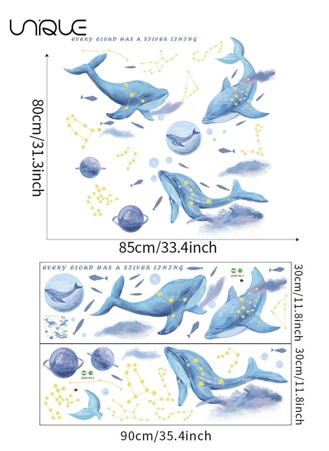 Unique Cartoon Dolphin Wall Sticker, Fantasy Star Decal, DIY Removable Large Art Decoration, Peel and Stick, for Kids Baby Boys Girls Playroom Bedroom Decor  - Image 2