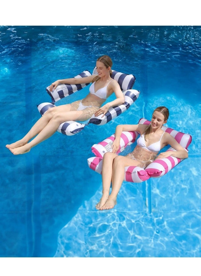 GGEROU - 2Pcs Inflatable Pool Float Chair Lounge for Adults and Kids Floating,Stripe Pattern Float Hammock for Pool Party Summer Water Fun - Image 1